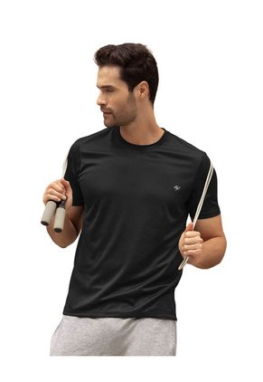 Camiseta Deportiva Masculina Semiajustada Secado Rápido 508007 Negro