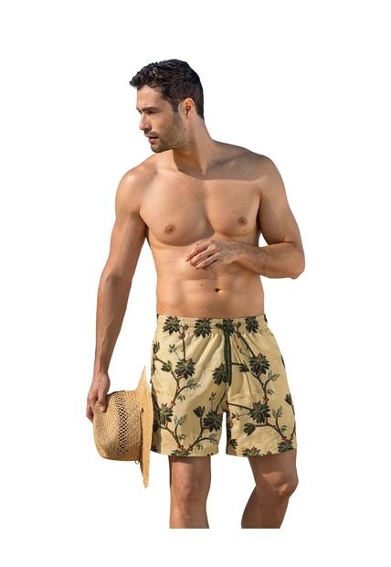Masculino Swimwear Pantaloneta Blanco LEO 505033