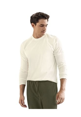 Camiseta Manga Larga Ajustada De Pijama MP450 Crudo Leo