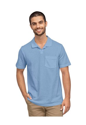 Camiseta Tipo Polo Con Bolsillo En Frente M3064 Azul