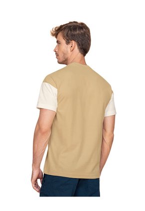 Camiseta Henley Bloque De Color M3091 Beige