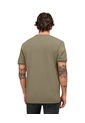 Camiseta Manga Corta Tipo Henley M3053 Verde Medio de Leo
