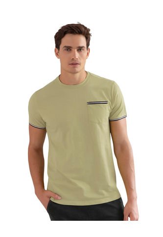 Camiseta Manga Corta Con Puños Tejidos M2609S Verde Pistacho Leo