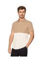 Camisa Manga Corta Con Perilla Funcional Y Bloques De Color M2990 Arena / Blanco de Leo