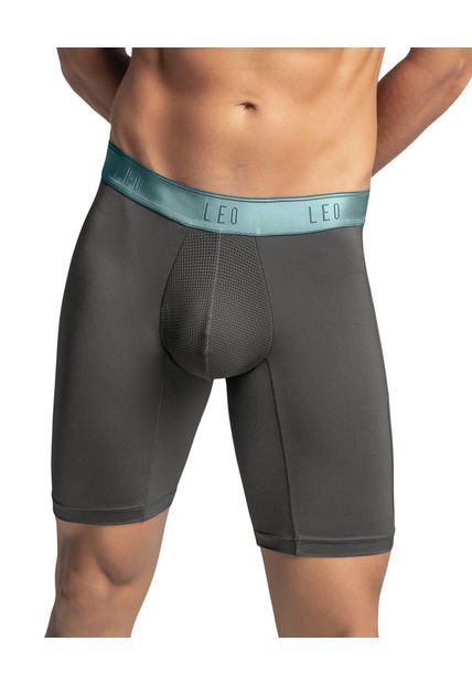 Bóxer Deportivo Largo Con Bolsillo Lateral En Microfibra 033309 Gris Elastico Verde