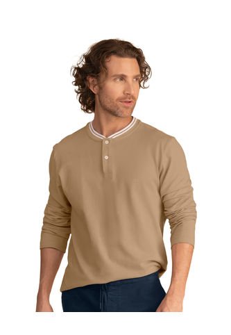Camiseta Manga Larga Con Perilla Funcional Y Logo En Frente M3012 Camel Leo