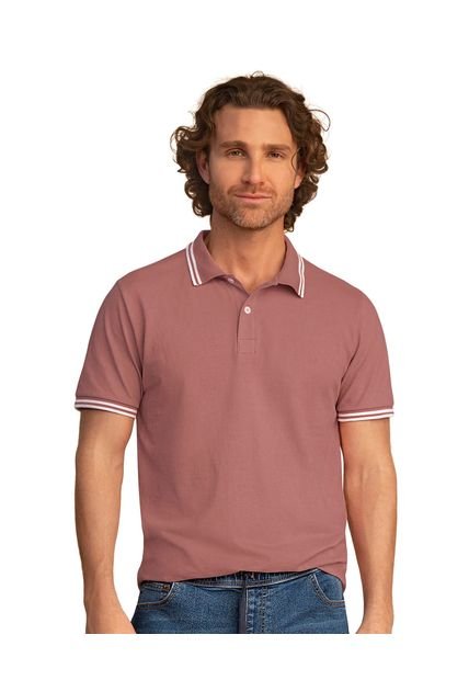 Camiseta Tipo Polo Con Cuello Y Mangas Tejidas M2654M Guayaba