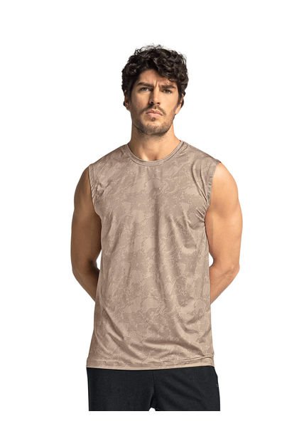 Camiseta Manga Sisa Deportiva Y De Secado Rápido Para Hombre 508023 Estampado Beige