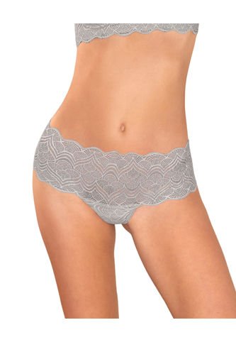 Panty Estilo Cachetero En Encaje Con Transparencias Y Bordes Redondeados 012969 Gris Leonisa