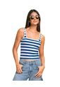 Camiseta Manga Sisa En Tejido Acanalado Stretch J2892 Rayas Azul de Leonisa