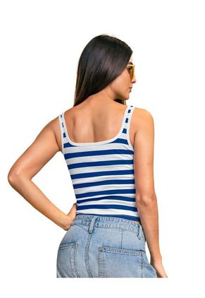 Camiseta Manga Sisa En Tejido Acanalado Stretch J2892 Rayas Azul