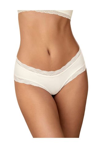 Panty Hípster Tiro Medio En Tela Lisa Y Encaje 092044 Crudo Leonisa