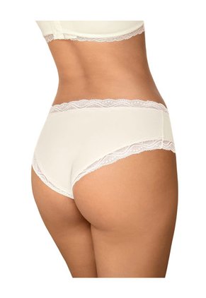 Panty Hípster Tiro Medio En Tela Lisa Y Encaje 092044 Crudo