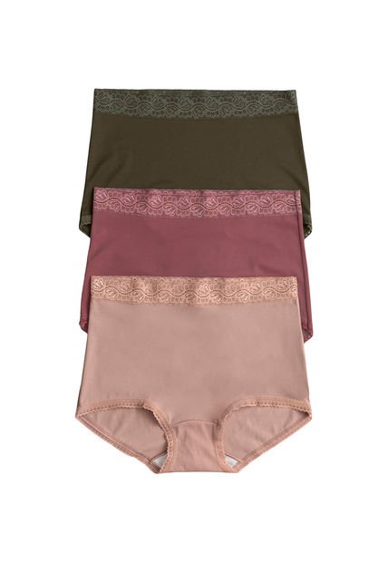 Paquete X 3 Panties Clásicos Con Toques De Encaje 118X3 Multicolor