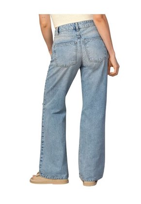 Jean Con Bota Ancha Y Abertura En Rodilla J2870 Azul