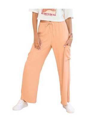 Pantalón Tipo Cargo Con Elástico En Cintura Ajustable J2835 Naranja