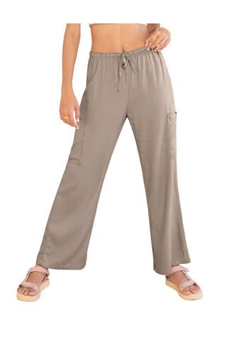 Pantalón Tipo Cargo Con Elástico En Cintura Ajustable J2835 Beige Leonisa
