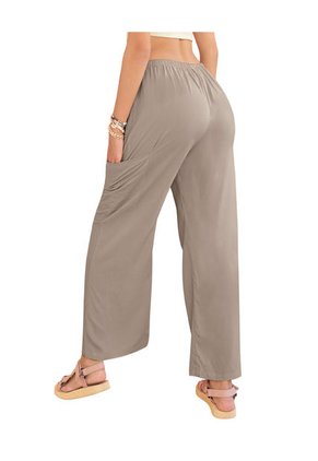 Pantalón Tipo Cargo Con Elástico En Cintura Ajustable J2835 Beige