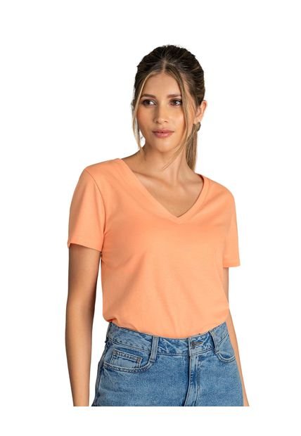 Leonisa Camiseta Básica Manga Corta Con Cuello En V F6155S Naranja