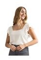 Leonisa Blusa Manga Corta Con Boleros Y Con Escote Cuadrado F6661 Crudo de Leonisa