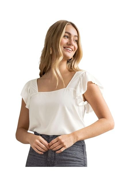 Leonisa Blusa Manga Corta Con Boleros Y Con Escote Cuadrado F6661 Crudo