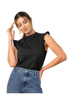 Leonisa Camiseta Manga Sisa Con Cuello Alto Y Boleros F6630 Negro