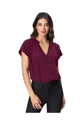 Blusa Manga Corta Con Perilla Abotonable F5908 Violeta
