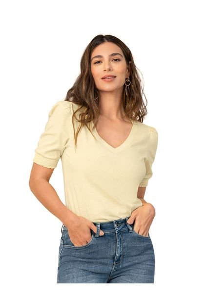 Leonisa Camiseta Manga Corta Con Elástico En Mangas F6729 Crudo