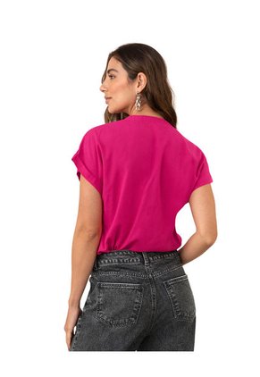 Blusa Manga Corta Con Cuello En V F5997S Fucsia