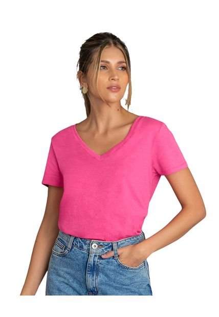 Leonisa Camiseta Básica Manga Corta Con Cuello En V F6155S Fucsia