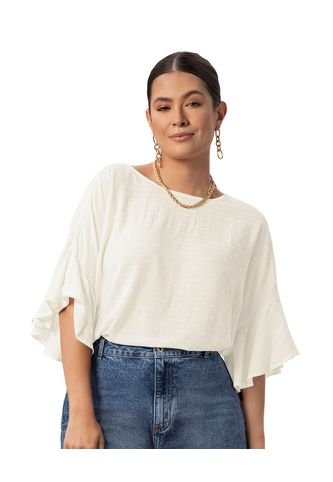 Blusa Manga Corta Con Boleros Y Cuello Alto F6627 Marfil Leonisa