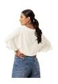 Blusa Manga Corta Con Boleros Y Cuello Alto F6627 Marfil de Leonisa