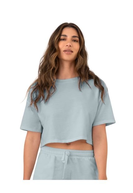 Leonisa Camiseta Básica Manga Corta Con Hombro Caído FP853 Azul