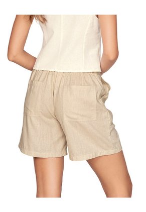 Leonisa Bermuda De Tiro Alto Con Perilla Y Bolsillos Frontales Funcionales F6931 Beige