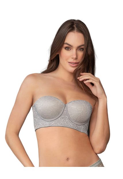 Leonisa Strapless Bustier 360° De Perfección En Encaje 11911N Gris