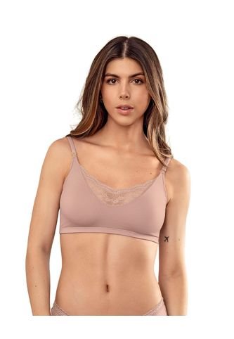 Bralette Con Detalles De Encaje En Escote Y Espalda 091093 Rosado Claro Leonisa