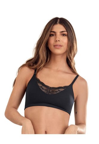 Bralette Con Detalles De Encaje En Escote Y Espalda 091093 Negro Leonisa