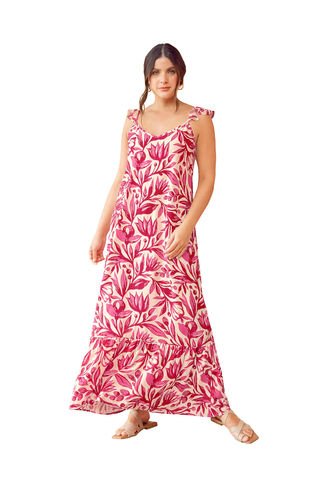 Vestido Largo Con Boleros En Hombros F6567 Multicolor Leonisa
