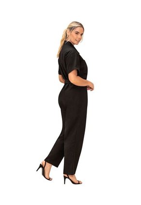 Enterizo Largo Con Perilla Funcional Y Tira Para Anudar En Cintura F6826 Negro