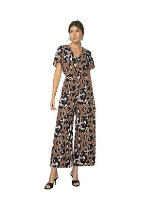 Enterizo Largo Con Elástico En Cintura Y Recogido En Hombros F6771 Animal-print