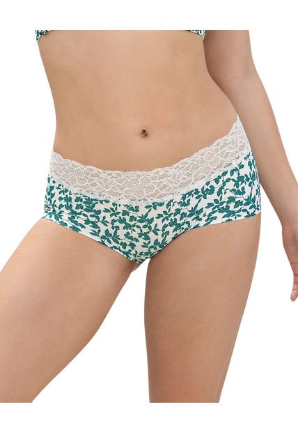 Panty Hipster En Tela Ultraliviana Con Franja De Encaje 012960 Multicolor