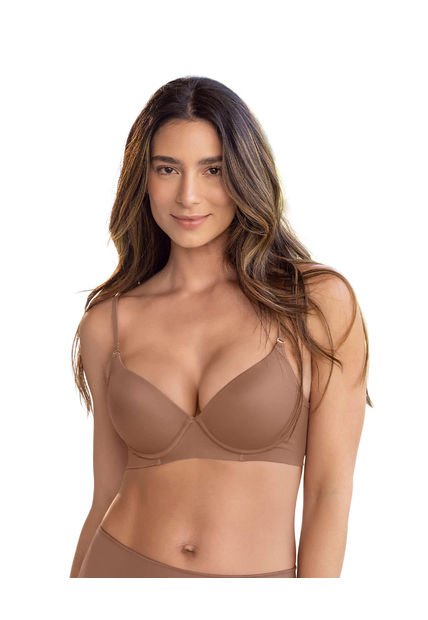 Brasier Invisible De Realce Alto De Copas Con Memoria Y Arco 011868 Marrón