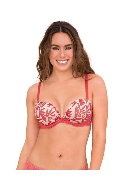 Brasier Triple Realce Efecto 3D Escote Profundo 091043 Coral
