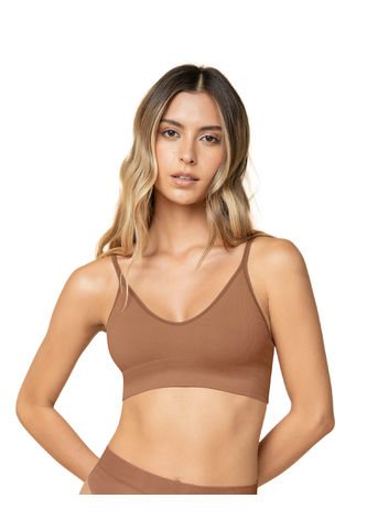 Top En Tecnología Seamless Con Textura Acanalada Natural Comfort 091088 Marrón Leonisa