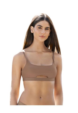 Daily-Sexy Top Con Abertura Frontal 091098 Cafe Medio Leonisa