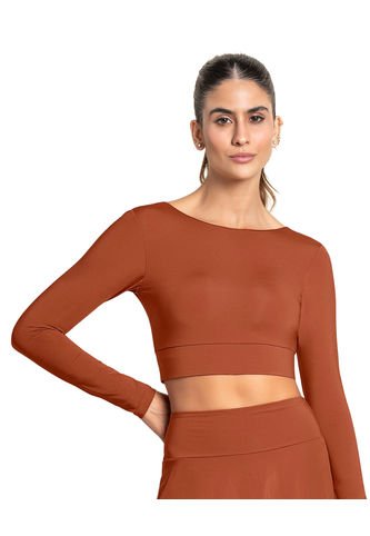 Crop Top Deportivo Manga Larga Con Protección UV 19AA00 Rojo Leonisa