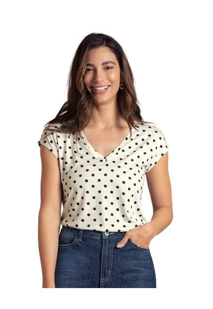 Camiseta Manga Corta Con Cuello En V Para Mujer F6275 Puntos