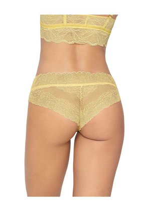 Panty Cachetero De Tiro Medio En Tul Y Encaje Leonisa Amarillo