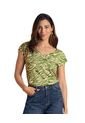 Camiseta Manga Corta Con Cuello En V Para Mujer F6275 Animal-print de Leonisa