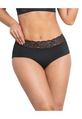Leonisa Panty Hipster En Tela Ultraliviana Con Franja De Encaje 012960 Negro Leonisa